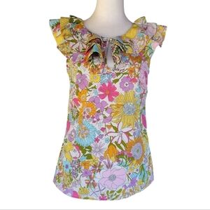 Liberty Of London X Target Colorful Artsy Floral Ruffle Blouse Size Small